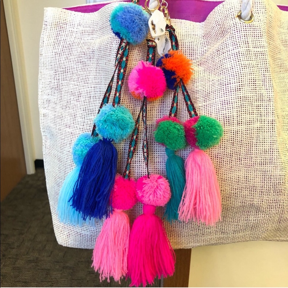 GREEN Fuzzy Pom Pom Bag Accessory